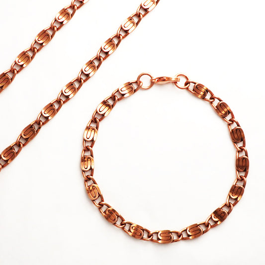 Scroll Chain | Copper Jewelry Set | Solid Copper Chain Necklaces | Bracelet SET66 celtic-copper-jewelry.myshopify.com