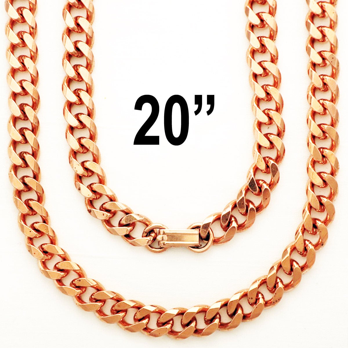 Copper Jewelry Set Heavy Cuban Curb Chains SET76 Solid Copper Necklace Matching Copper Bracelet Set