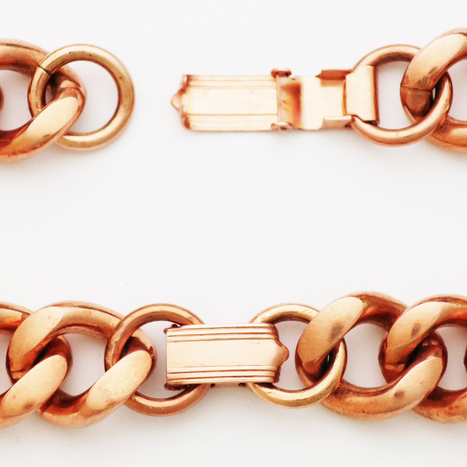 Solid Copper Bracelet Chain B79-8 Men's Bold 8" Heavy Duty Copper Cuban Curb Chain Bracelet