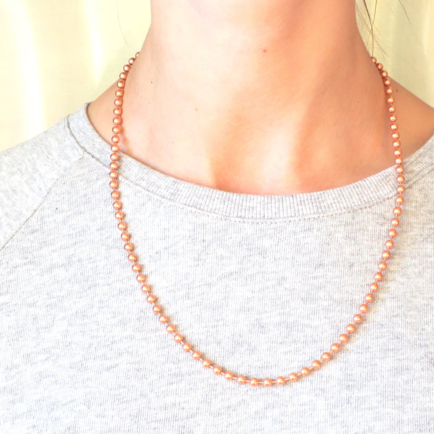 Copper Bead Chain Necklace Medium 4.8mm Copper Necklace Chain 18 20 24 36 Inch Necklace Chain