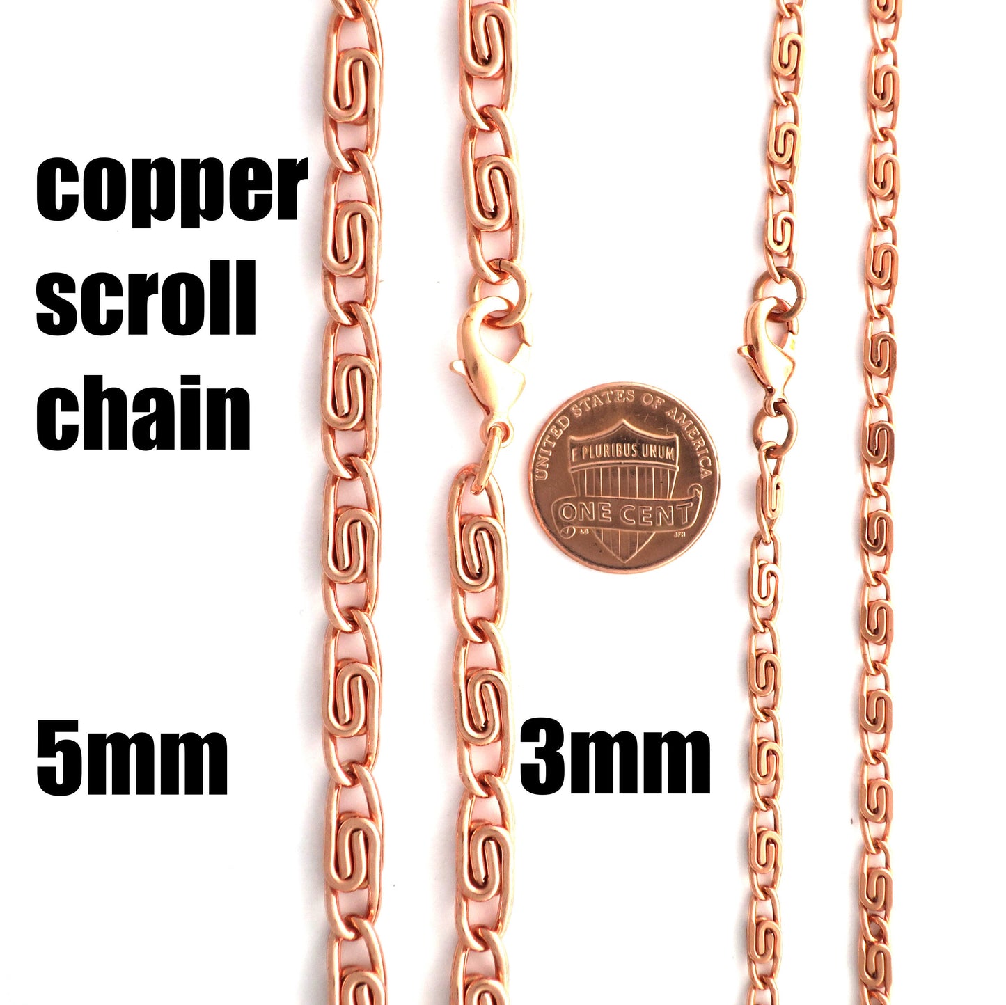 Custom Copper Scroll Chain Bracelet BC66M Medium 5mm Celtic Scroll Chain Bracelet Custom Size