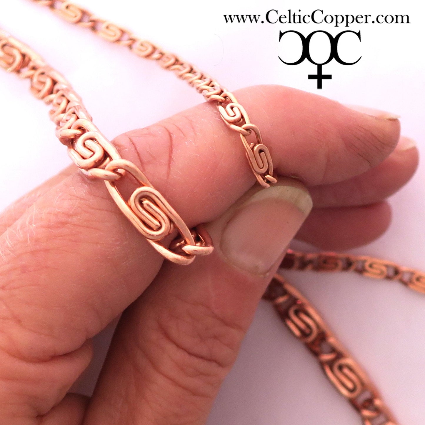 Solid Copper Scroll Chain Bracelet BC66 Medium 5mm Celtic Scroll Chain Bracelet For Men And Women