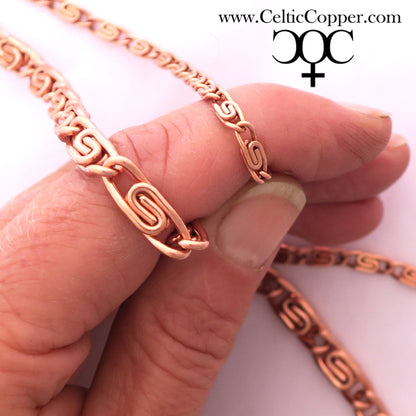 Solid Copper Scroll Chain Bracelet BC66 Medium 5mm Celtic Scroll Chain Bracelet For Men And Women