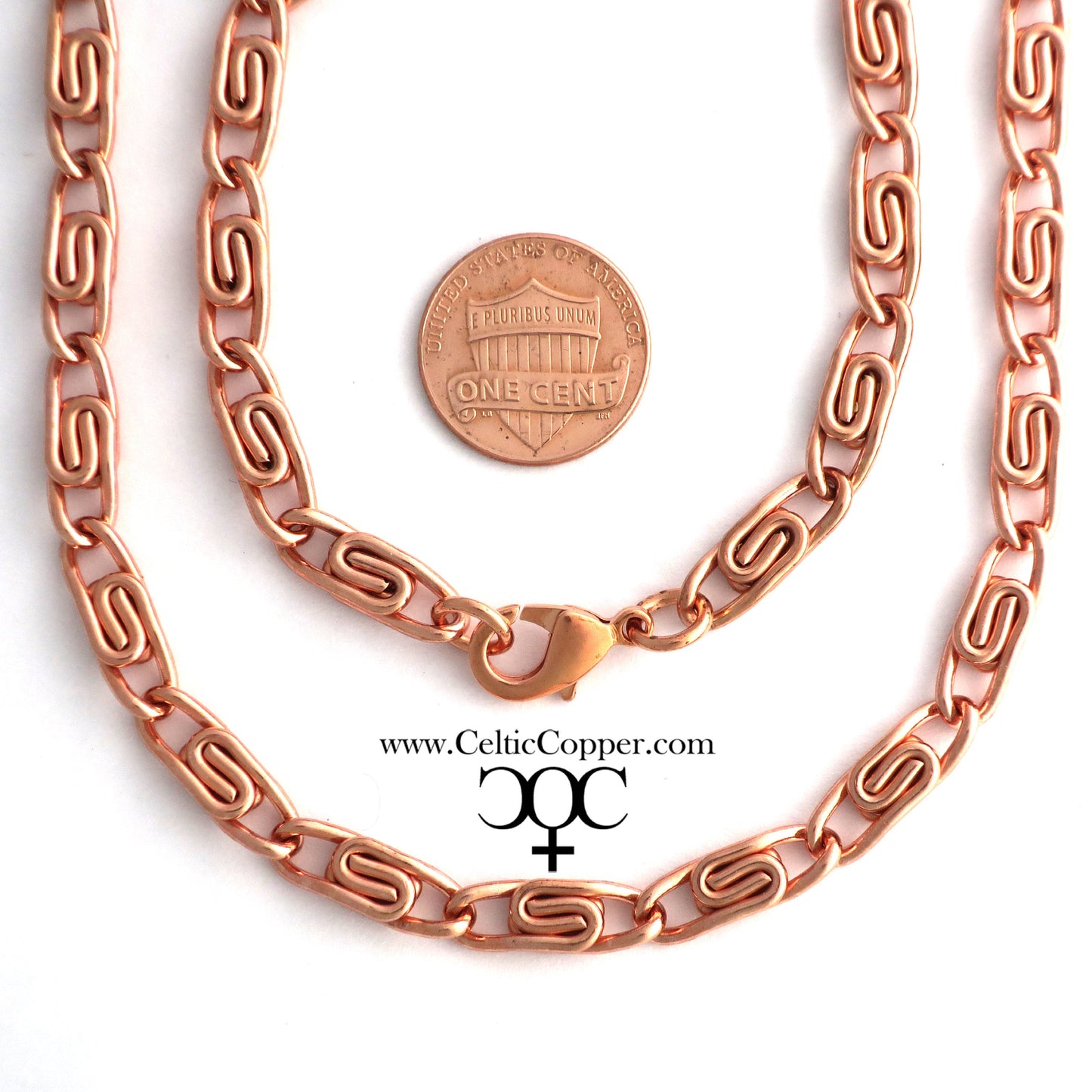 Solid Copper Celtic Scroll Necklace Chain NC66 Medium 5mm Copper Scroll Chain Necklace 18 Inch Chain