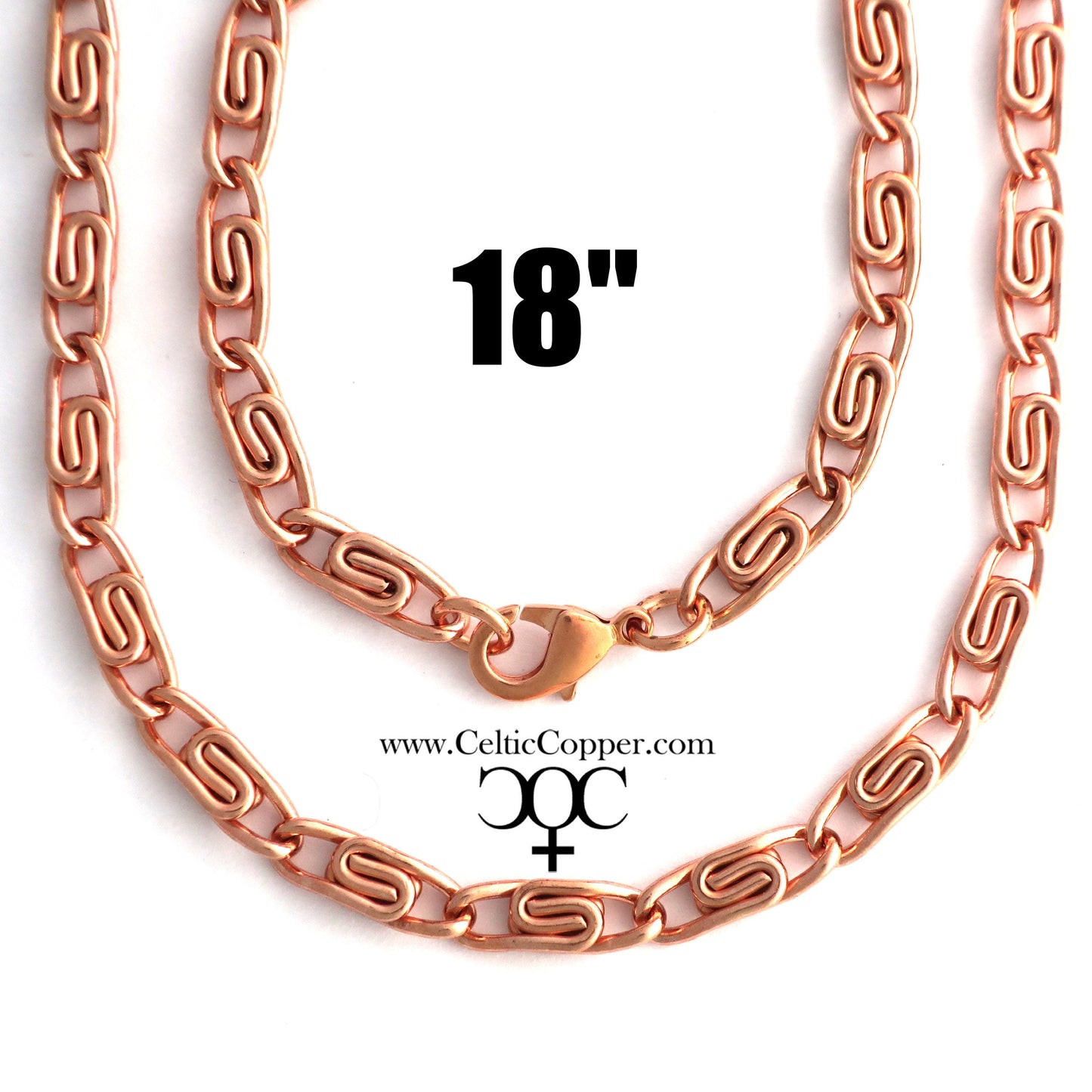 Solid Copper Celtic Scroll Necklace Chain NC66 Medium 5mm Copper Scroll Chain Necklace 18 Inch Chain