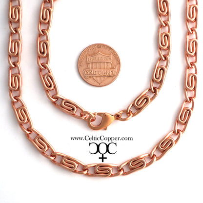 Solid Copper Celtic Scroll Necklace Chain NC66 Medium 5mm Copper Scroll Chain Necklace 24 Inch Chain