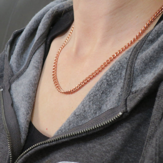 Solid Copper Cuban Curb Chain Necklace 20 Inches NC72 Copper Curb Chain Necklace 20" Relaxed Fit Chain