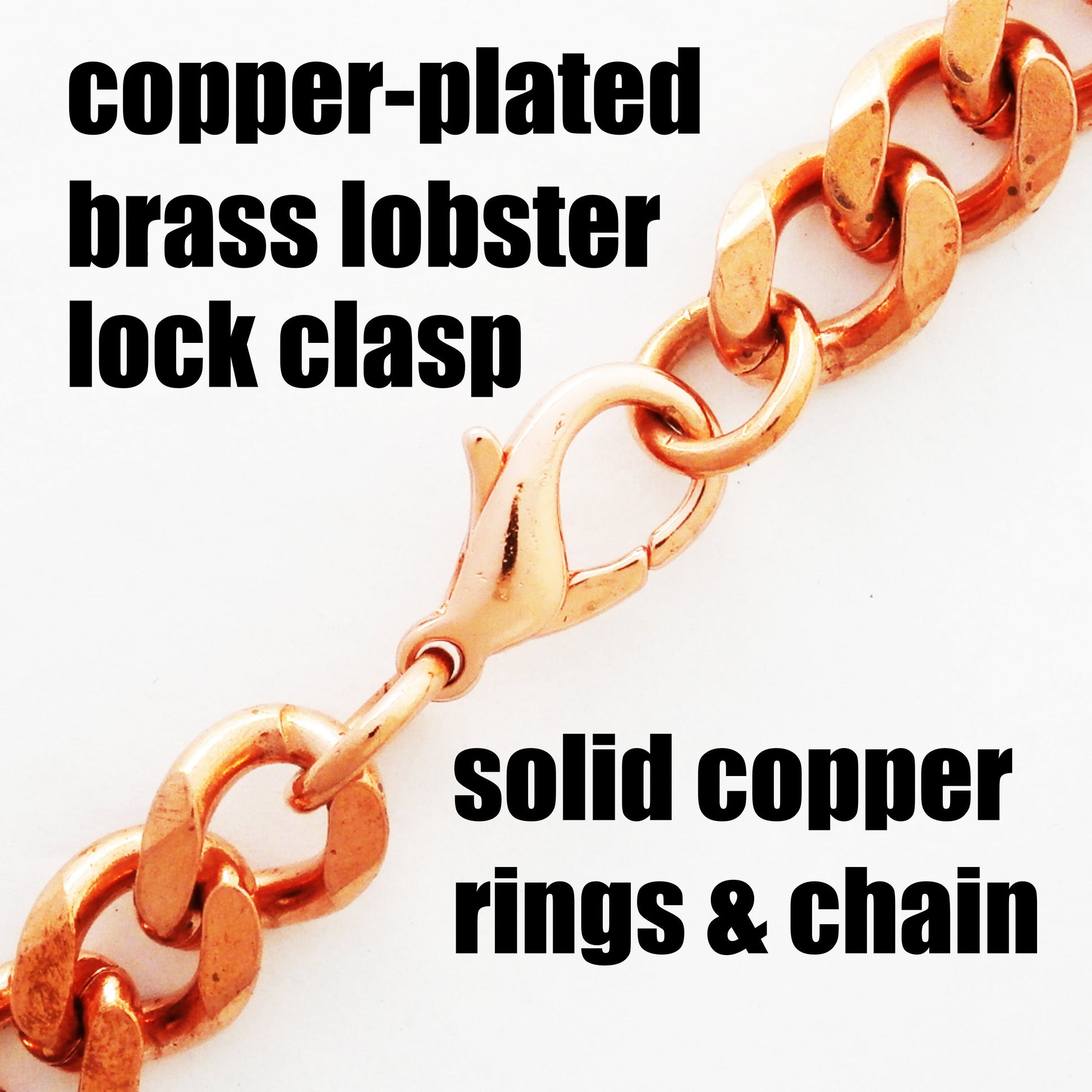 Solid Copper Bracelet Chain B79-8 Men's Bold 8" Heavy Duty Copper Cuban Curb Chain Bracelet