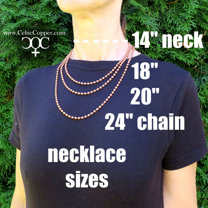 Solid Copper Necklace Chain Fine Copper Figaro Chain Necklace NC41 Italian Style Figaro Solid Copper Chain Necklace 18 Inch Chain