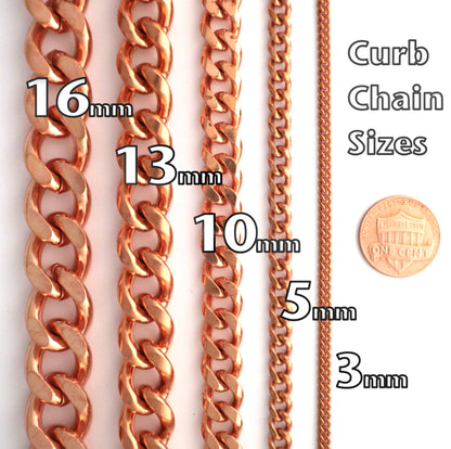 Men's Copper Chain Set Chunky 16mm Copper Cuban Curb Chain Set SET162 Solid Copper 20 Inch Necklace And Matching Copper Bracelet Set