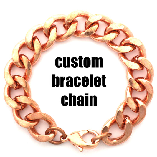 Custom Sized Copper Curb Chain Bracelet BC162M Men's Super Chunky Solid Copper Cuban Curb Chain Bracelet