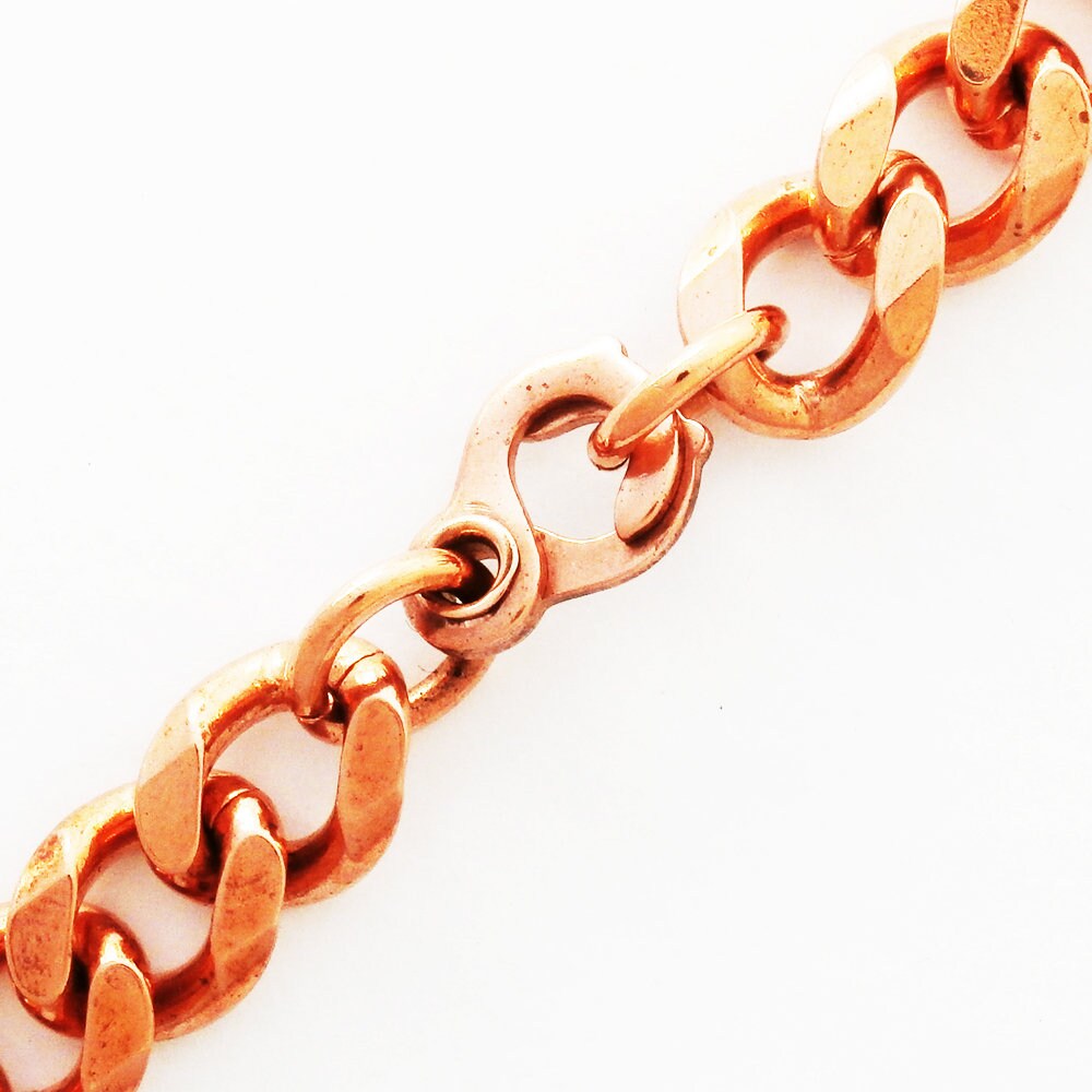 Solid Copper Bracelet Chain B79-8 Men's Bold 8" Heavy Duty Copper Cuban Curb Chain Bracelet