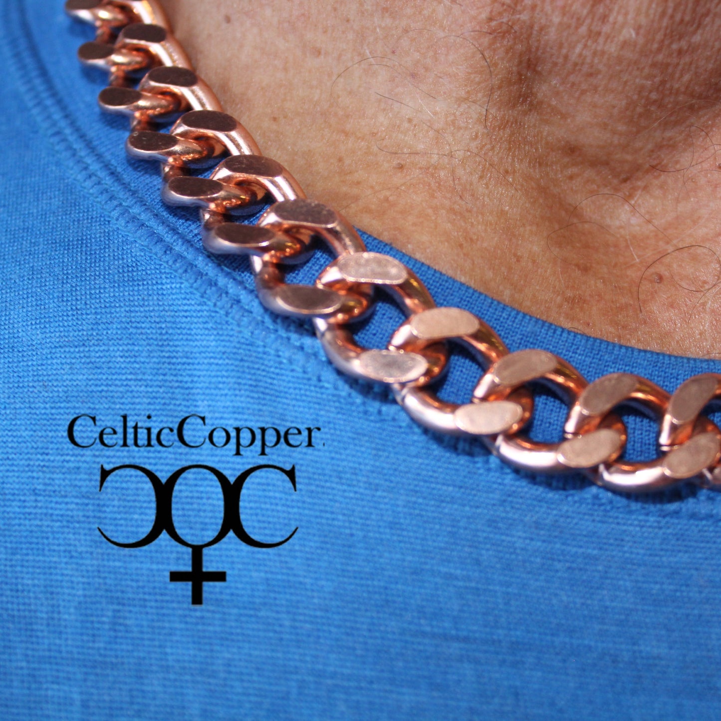 Men's Copper Chain Set Chunky 16mm Copper Cuban Curb Chain Set SET162 Solid Copper 20 Inch Necklace And Matching Copper Bracelet Set