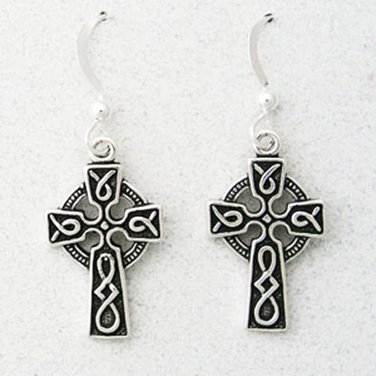 Celtic Cross Sterling Silver Copper Knot Work Earrings ESD02 Solid Sterling Silver Celtic Cross Earrings