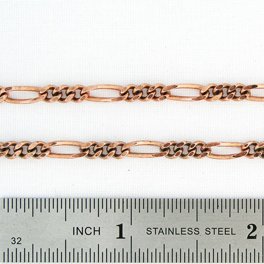 Solid Copper Necklace Chain Fine Copper Figaro Chain Necklace NC41 Italian Style Figaro Solid Copper Chain Necklace 18 Inch Chain