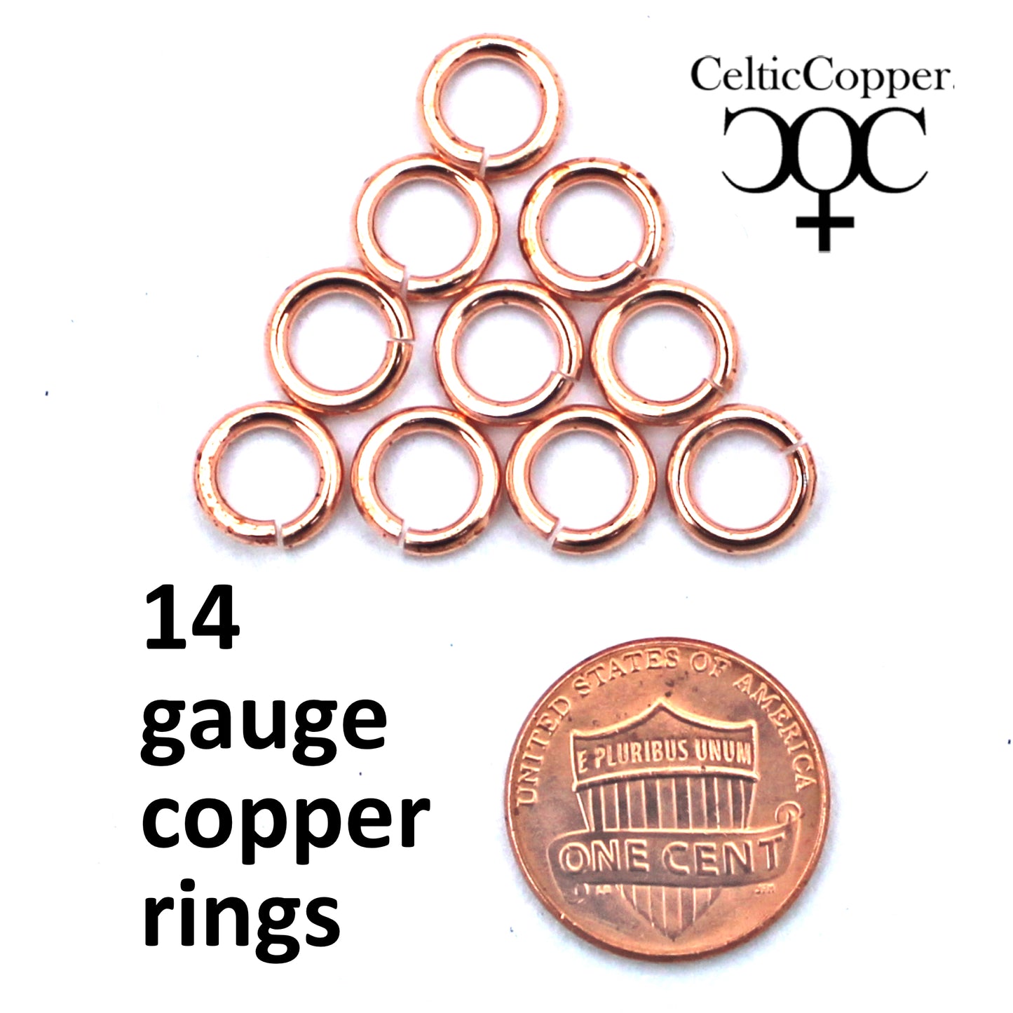 Heavy Weight 14 Gauge Copper Jump Rings JSR14 Solid Copper Jewelry Findings Copper Ring 10-Pack